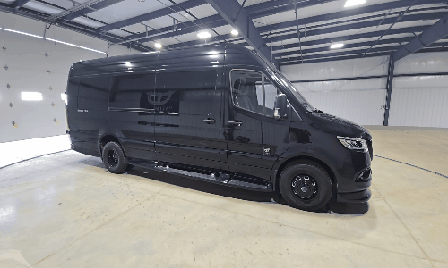 Luxury van with doors closed
